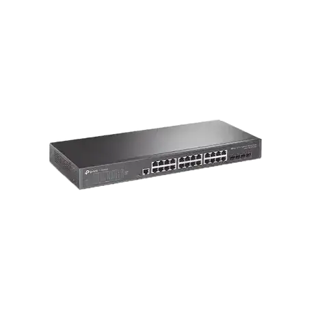 Switch Omada SDN Administrable   24 puertos Gigabit y 4 puertos SFP+   Funciones sFlow QinQ y QoS   Administración