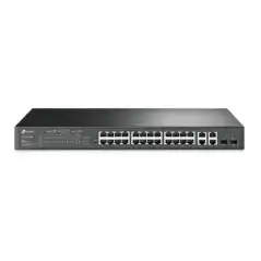Switch PoE+ JetStream SDN Administrable 24 puertos 10 100 Mbps + 2 puertos 10 100 1000 Mbps (Uplink) + 2 puertos SFP