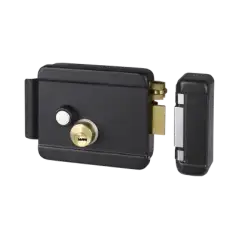 Cerradura Eléctrica con Botón de Salida   Incluye Llave    Exterior   Derecha   Color Negro