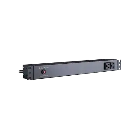 PDU Básico Para Distribución de Energía Con 12 Tomas NEMA 5-15R Traseras y 2 Tomas 5-15R Frontales 1UR 15 Amp 12