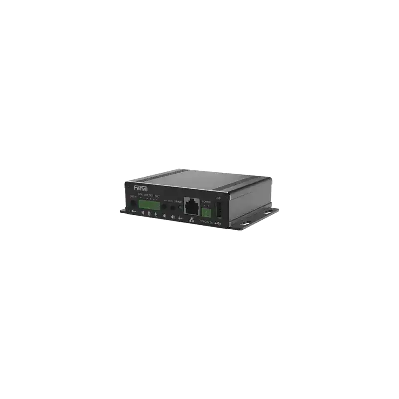Gateway para Voceo IP SIP  Entrada de audio (3.5mm) salida de amplificador integrado de hasta 30W puerto USB (reprod