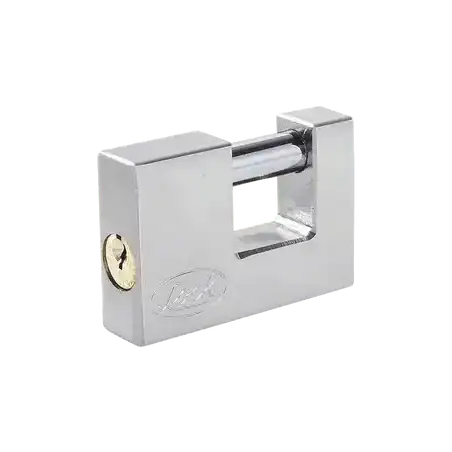 Candado para Cortina Metálica   Medida 80 mm  Acabado Cromo Satinado  Nivel de Seguridad 6   Llave Estándar.