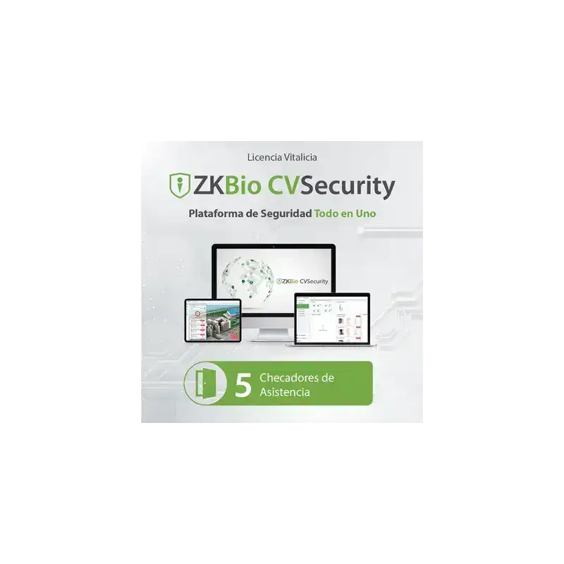 Licencia para ZKBio CVsecurity permite gestionar hasta 5 dispositivos para tiempo y asistencia Licencia para ZKBio CVsecurity permite gestionar hasta 5 dispositivos para tiempo y asistencia