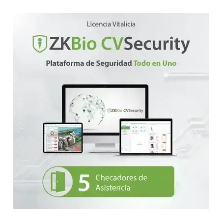 Licencia para ZKBio CVsecurity permite gestionar hasta 5 dispositivos para tiempo y asistencia