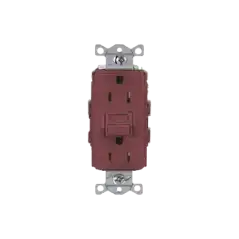 Contacto de Auto verificación GFCI con Interruptor de Falla a Tierra de 15 A 125 V 2 Polos  Color Rojo   Nema 5 15R