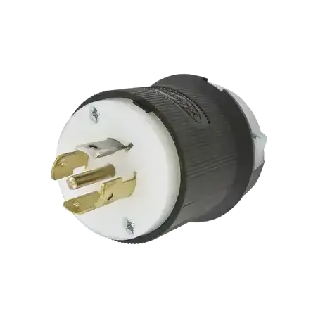 Clavija Industrial con Bloqueo de Media Vuelta   20 A 120 208 V CA   4 Polos 5 Hilos   Color Blanco y Negro   Nema L