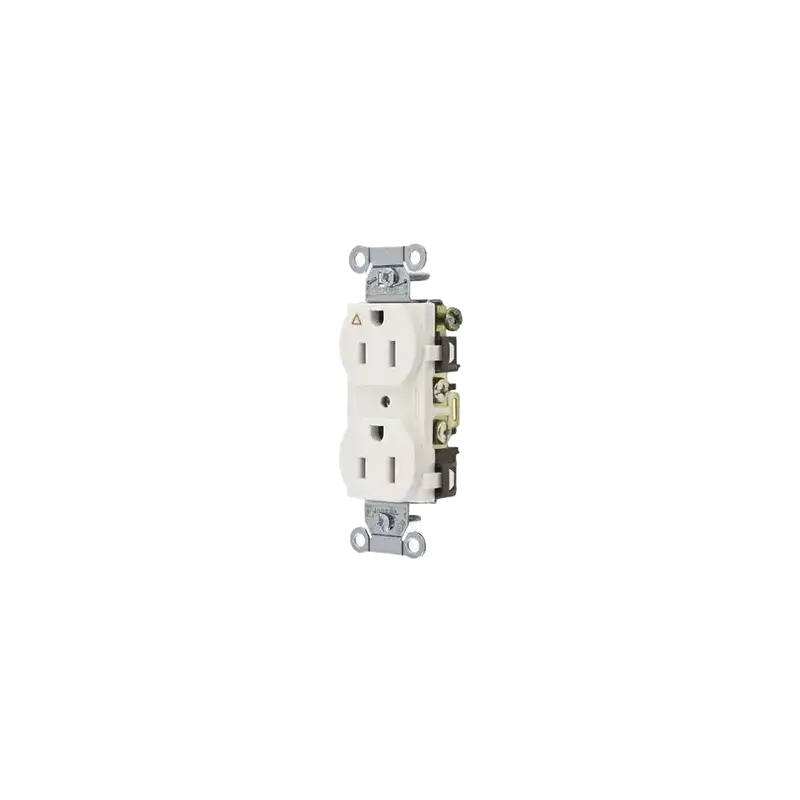 Contacto Dúplex Conexión a Tierra Aislada 15 A 125 V 2 Polos 3 Hilos Color Blanco Nema 5 15R Grado Comercial. Contacto Dúplex Conexión a Tierra Aislada 15 A 125 V 2 Polos 3 Hilos Color Blanco Nema 5 15R Grado Comercial.