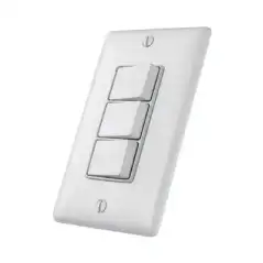 Interruptor Residencial 15 A 120 V con 3 Bases Unipolares Cableado lateral Color Blanco.