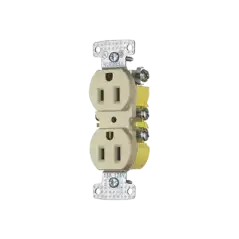 Contacto Duplex 15A 125V  2 Polos 3 Hilos   Cableado posterior y lateral   Nema 5 15R   Color Marfil.