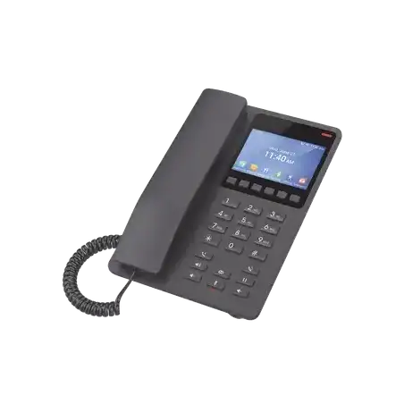 Teléfono IP WiFi Hotelero con pantalla LCD a color 2 líneas SIP con 2 cuentas codec Opus IPV4 IPV6 color negro