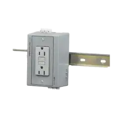 Caja Utilitaria para Montaje en Riel Din con Contacto Duplex de 15 A 125 V   Nema 5 15R   Gris.