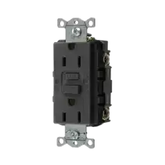 Contacto de Auto verificación GFCI con Interruptor de Falla a Tierra de 15 A 125 V 2 Polos 3 Hilos Color Negro (Nema