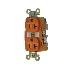 Contacto Dúplex Conexión a Tierra Aislada  20 A 125 V  2 polos 3 Hilos  Color Naranja  Nema 5  20R  Grado Industrial