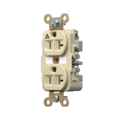 Contacto Dúplex Conexión a Tierra Aislada  20 A 125 V  2 polos 3 Hilos  Color Marfil  Nema 5  20R  Grado Industrial.