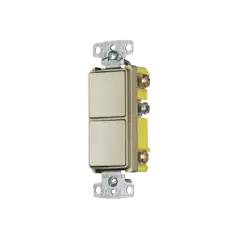 Interruptor Residencial 15 A 120 277 V   2 Bases Unipolares   Cableado lateral   Color Marfil.