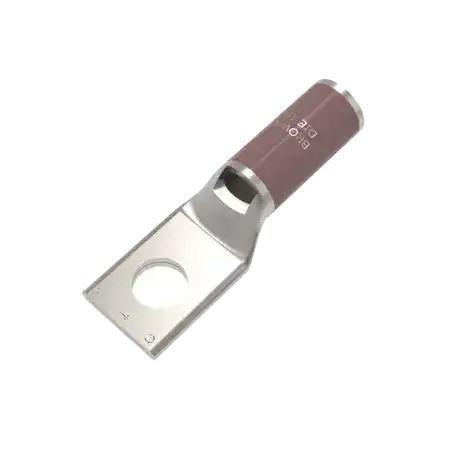 Zapata Terminal de Compresión de Cobre Electrolítico Estañado de Cañón Corto para Tornillo de 1 2 y Calibre 4 AWG.