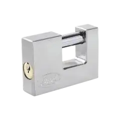 Candado para Cortina Metálica   Medida 80 mm  Acabado Cromo Satinado  Nivel de Seguridad 6   Llave Estándar.
