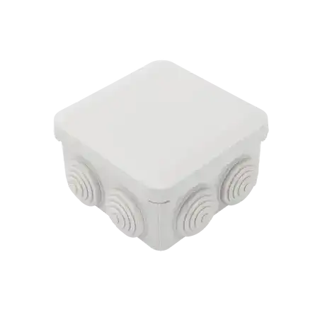 Caja Derivación Conexión de Plástico (89 X 89 X 50 mm) con 7 Glándulas de Goma. Para Instalaciones Comerciales  Resi