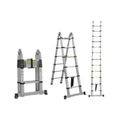 Escalera Telescópica de Aluminio Tipo Tijera de 1.9 + 1.9 Metros de Altura