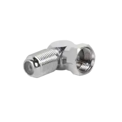 Adaptador en Ángulo Recto para 75 Ohm de F Macho a F Hembra Níquel  Níquel  Polietileno.