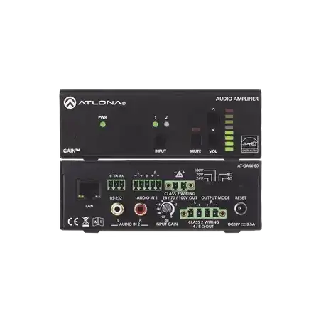 Amplificador de potencia estéreo   mono   60 Watts   Eficiente clase D   Opcional AES67 (Interfaz de audio en red Da