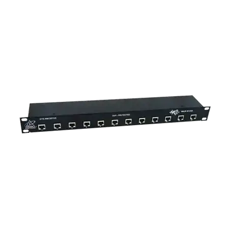 Protector de puertos IP de 12 Canales para uso en CAT5e CAT6 y CAT6A.
