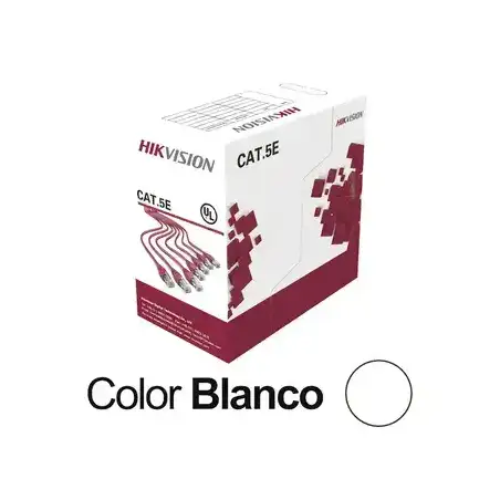 Bobina de Cable UTP 100 Mts   Cat 5E (24 AWG)   Color Blanco   PVC (CM)   Uso en Interior   100% Cobre   Aplicacione