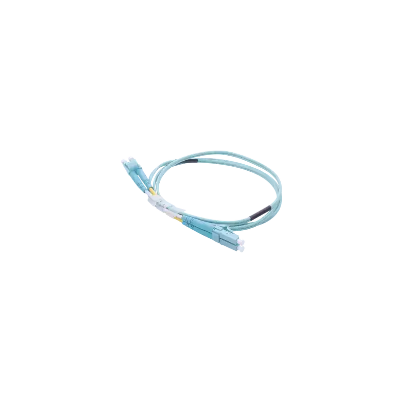 Jumper de Fibra Óptica Multimodo OM3 50 125 LC LC OFNR (Riser) 2.0 mm Dúplex Aqua 1 metro