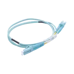 Jumper de Fibra Óptica Multimodo OM3 50 125 LC LC OFNR (Riser) 2.0 mm Dúplex Aqua 1 metro