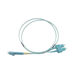Jumper de Fibra Óptica Multimodo OM3 50 125 LC SC OFNR (Riser) 2.0 mm Dúplex Aqua 2 metros