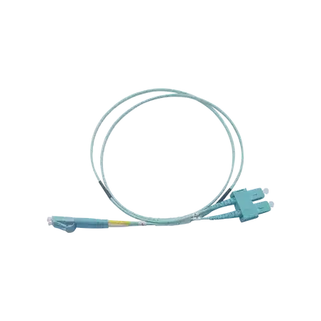 Jumper de Fibra Óptica Multimodo OM3 50 125 LC SC OFNR (Riser) 2.0 mm Dúplex Aqua 2 metros