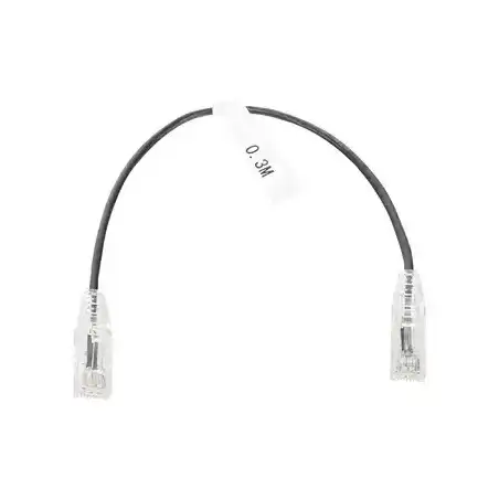 Cable de Parcheo Slim UTP Cat6 30 cm Negro Diámetro Reducido (28 AWG)