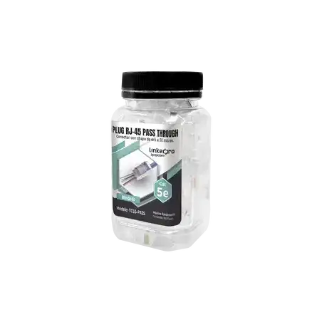 Bote con 100 Plugs Pass through RJ45 Cat5e BLINDADO chapado de oro a 30 micras para durabilidad extrema