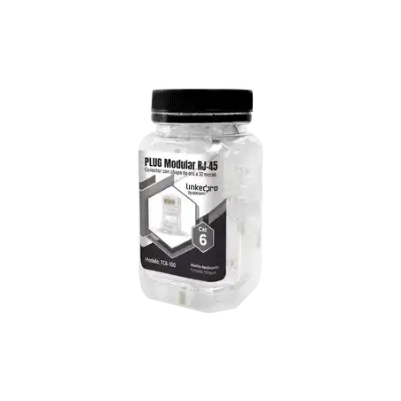Bote con 100 Piezas de Plug Modular RJ45 Cat6 sin blindaje chapado de oro a 30 micras para durabilidad extrema