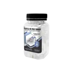 Bote con 100 Plugs Pass through RJ45 Cat6 sin blindaje chapado de oro a 30 micras para durabilidad extrema