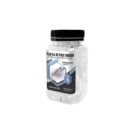 Bote con 100 Plugs Pass through RJ45 Cat6 sin blindaje chapado de oro a 30 micras para durabilidad extrema
