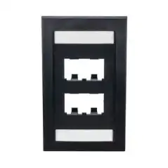Placa de Pared Vertical Ejecutiva Salida de 4 Puertos Mini Com Con Espacios Para Etiquetas Color Negro