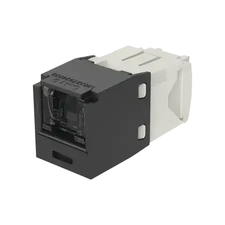 Conector Jack RJ45 Estilo TG con Ventana Mini Com Categoría 6 de 8 posiciones y 8 cables Color Negro