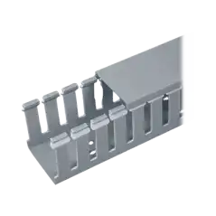 Canaleta Ranurada de PVC con Tapa Tipo F 32 mm de Ancho 28.7 mm de Alto y 2 m de Largo Color Gris