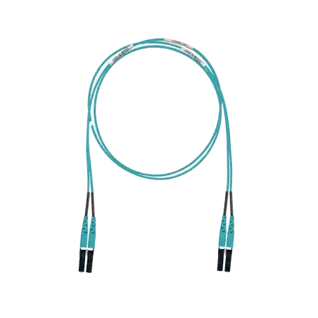Jumper de Fibra Optica Multimodo 50 125 OM3 LC LC Duplex LSZH (Cero Halógenos) Color Aqua 1 Metro