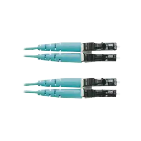 Jumper de Fibra Optica Multimodo 50 125 OM3 LC LC Duplex OFNR (Riser) Color Aqua 3 Metros