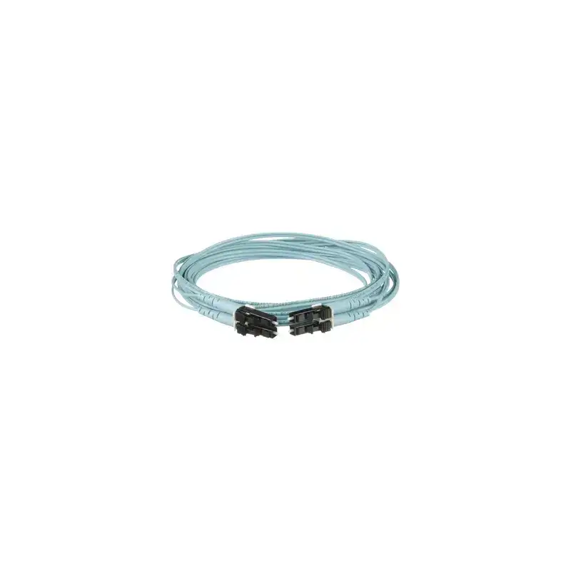 Jumper de Fibra Optica Multimodo 50 125 OM3 LC LC Duplex OFNR (Riser) Color Aqua 4 Metros