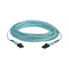 Jumper de Fibra Optica Multimodo 50 125 OM3 LC LC Duplex OFNR (Riser) Color Aqua 20 Metros