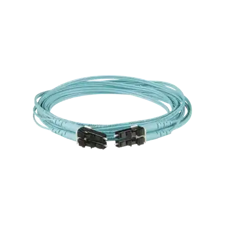 Jumper de Fibra Optica Multimodo 50 125 OM4 LC LC Duplex OFNR (Riser) Color Aqua 1 Metro