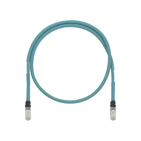 Patch Cord Cat6A de Grado Industrial 600V Blindado SF UTP Calibre 26 AWG Color Aqua 1.5m