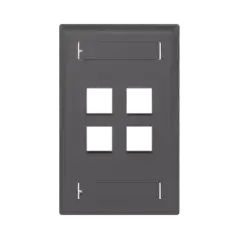 Placa de Pared Vertical Salida Para 4 Puertos Keystone Con Espacios Para Etiquetas Color Negro