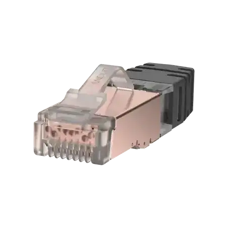 Plug RJ45 Cat6A Blindado Para Cable Calibre 23 24 AWG Chapado en Oro de 50 micras Paquete de 100 piezas