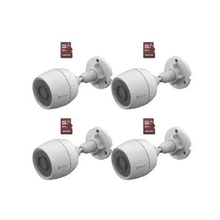 Kit de Camaras WiFi Incluye 4 Piezas CS H3C y 4 Piezas HS TF E1 32G    Detección de Movimiento