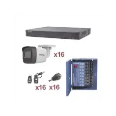 KIT TurboHD 1080p   DVR 16 Canales   16 Cámaras Bala (exterior 2.8 mm)   Transceptores   Conectores   Fuente de Pode