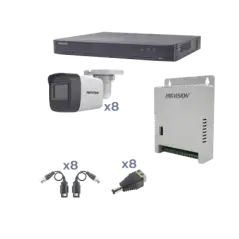 KIT TurboHD 1080p   DVR 8 Canales   8 Cámaras Bala (exterior 2.8 mm)   Transceptores   Conectores   Fuente de Poder